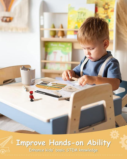 SainSmart Jr. Woodworking Building Kit, 2-in-1 Kids STEM Projects Set, DIY Wood Crafts Assembly Toys with Different Combinations for Boys and Girls