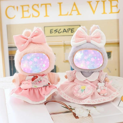 17cm Doll Clothes Set, 4 Pieces Dress Skirt Outfit Set for 6.7inch Doll Suit, Cute Fashion Bowknot Shoes Clothes Accessories for 1st/2nd/3rd Gen Dolls Play & Display Pink