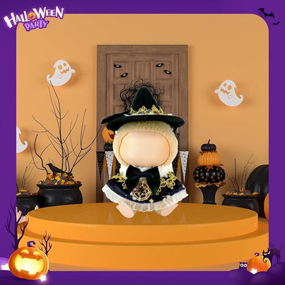 17cm Doll Clothes Set, Halloween Themed Costume, Black Cloak Outfit and Witch Hat for 6.7inch Dolls Suit, Cute Fashion Dress Up Clothes Accessories for 1st/2nd/3rd Gen Doll