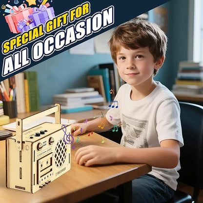 STEM Projects for Kids & Adults, Tape Deck Recorder Toy Model, DIY Science Experiment Electronics Kit, Beginner's Starter Set, Idea Gifts for Teenage Boy Girl