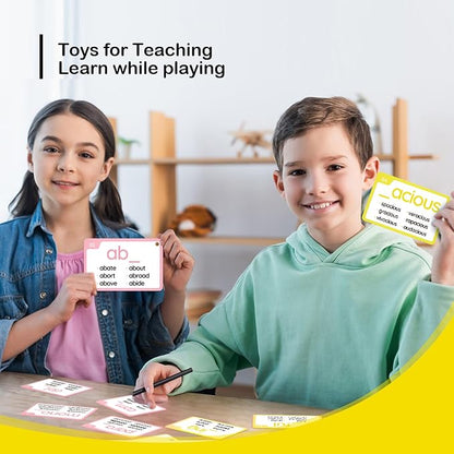 WJPC 232 Set Phonics Suffix Prefix Words Flash Cards,Sigh Words Flash Cards, for 7,8,9,10,11,12 Years 2nd, 3rd, 4th, 5th Grade Boys&Girls&Kids Learning Writing Reading