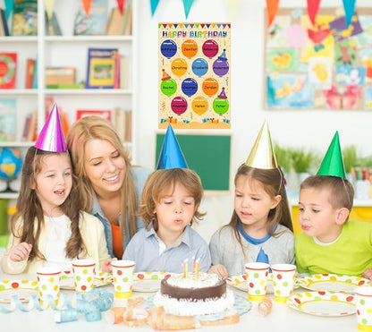 FLYAB Birthday Poster for Classroom - Balloons Chart for Back to School Laminated Kids Calendar for Bulletin Board Decorations Teacher Supplies