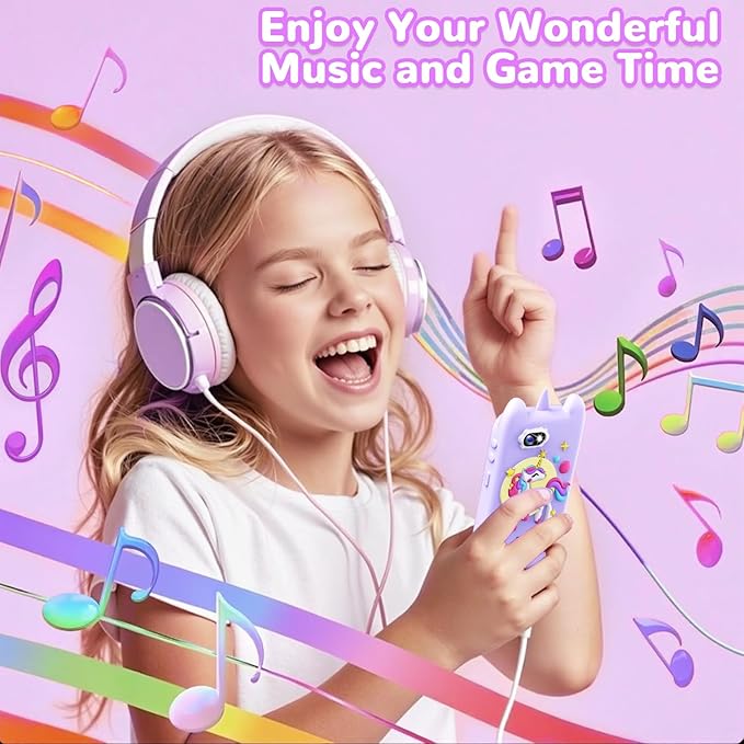 Lapare Kids Smart Phone Toys, Christmas Birthday Gifts for 3-8 Year Old Girls, Touchscreen HD Dual Camera Cell Phone with 32G SD Card(Purple)