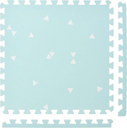 Popsykosy Premium Exercise & Baby Foam Play Mats - Stylish & Large Non-Toxic Puzzle Floor Mat - 6 Tiles - Spacious 6ft x 4ft - Peel-Resistant Reinforced - Soft, Thick, Waterproof - Triangle Blue