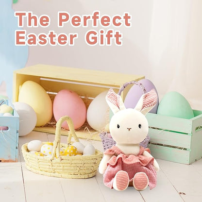 Bunny Stuffed Animal Organic Cotton Baby Plush Toys, 9" Easter Plush Bunny Soft Cuddly Toy for Babies and Toddlers