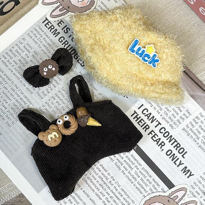 Clothes Set - Cute Outfit, Stylish Dress-Up for Dolls (No Doll Included) (Luck hat+Headgear+Overalls)