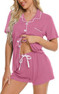 SWOMOG Womens Button Down Pajamas Set Short Sleeve Sleepwear Bride Soft Pj Lounge Sets XS-3XL