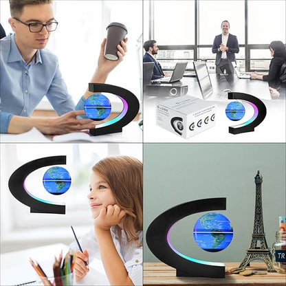 Gresus Upgraded Magnetic Levitation Floating Globe with C Shape Base, Floating World Map Globe with LED Lights, Great Fathers Students Business Boyfriend Birthday Gift for Home Desk Decoration ( will light up)