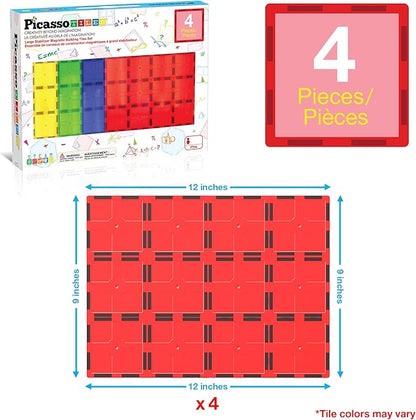 PicassoTiles Magnetic Building Block Tiles Supersize Stabilizer Base Toy Large Size Magnet Tile Plate Jumbo XL Add On Durable Foundation Compatible Education Construction STEM Learning Stacking Set