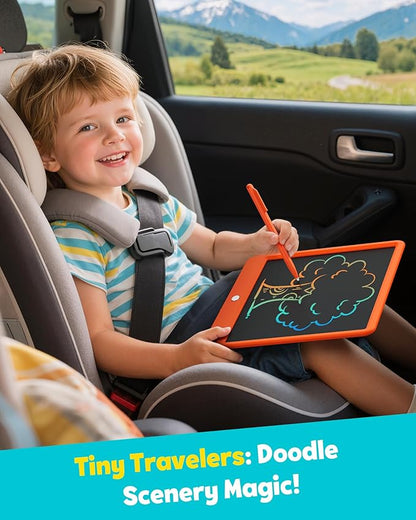 TEKFUN LCD Writing Tablet Doodle Board, 12inch Colorful Drawing Tablet Writing Pad, Kids Travel Essentials, Toddler Toys 5 6 7 8 Year Old Girls Boys (Orange)