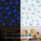 SAOROPEB Glow in The Dark 3D Butterfly 24 Pcs 3 Sizes, Luminous Butterfly Stickers for Ceiling or Wall, Glow in The Dark Party Supplies, Removable Luminous Stickers for Kids Babys Nursery (Blue)