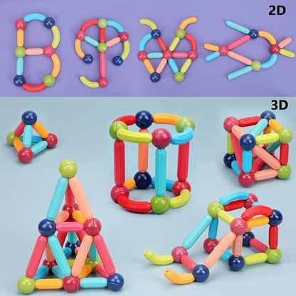 COUOMOXA 74pcs STEM Magnetic Toy: Educational Building Blocks Set for 3 4 5 6 7 8 9 Years Old Kids - Puzzle Toys for Kids Age 3-9 Home School - Birthday Gift for Boys Girls