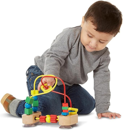 Melissa & Doug First Bead Maze - Wooden Educational Baby Toy with Suction Cups, for Floor, High Chair or Toddler Table, Toddler Toys for Girls & Boys Ages 1+