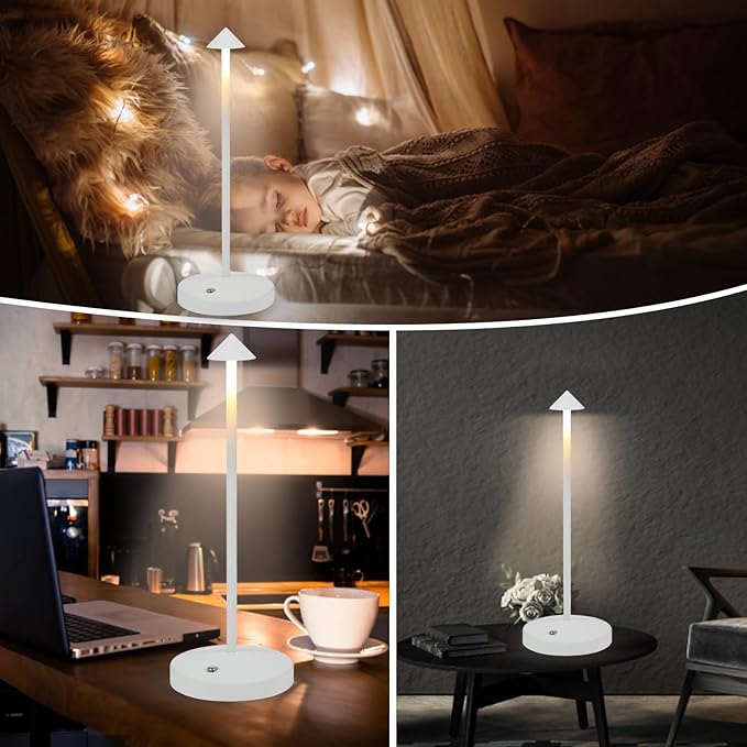 Portable LED Cordless Table Lamps 2 Pack, 5500mAh Rechargeable Battery Operated Restaurant Table Lamp, 3 Colors Mode Stepless Dimming Night Light for in/Outdoor