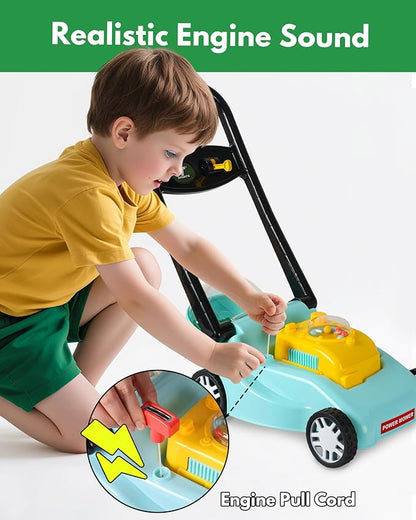 Kids Lawn Mower with Realistic Grass-Cutting Action and Sounds – No Batteries Required | Fun Outdoor Push Toy, Birthday Gift & Halloween Present for 3, 4, 5, 6, 7, 8 Year Old Boys and Girls (Blue)