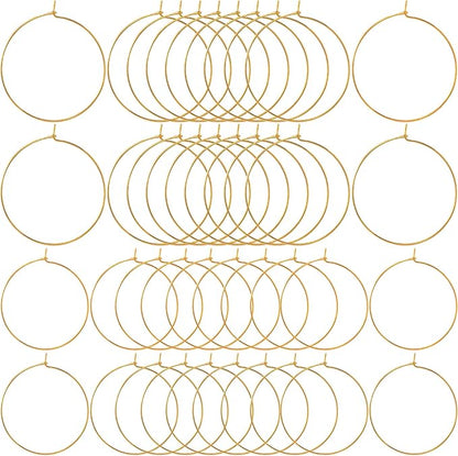 Pndeyo 280pcs Hypoallergenic Earring Beading Hoops, Metal Round Hoop Earrings Findings, Open Earring Wire Ring Accessories for Jewelry Making- Gold