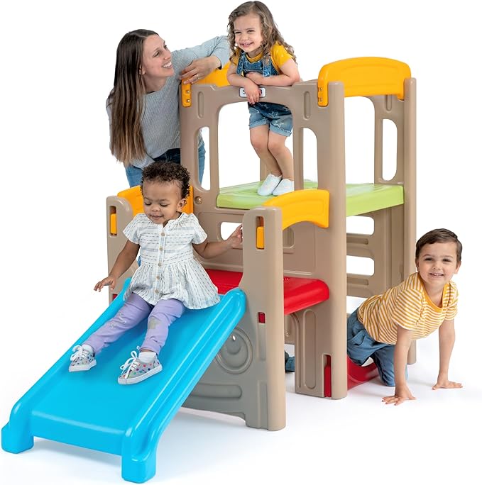 Simplay3 Young Explorers Adventure Climber and Slide - Indoor Outdoor Backyard Playset for Toddlers and Kids