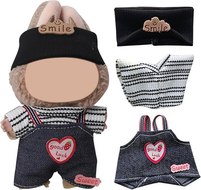 17cm Doll Clothes Set, Premium Jeans & Knitted Sweater Outfit for 17cm 15cm Dolls, Cute Dress Up Fashion, No Doll Included (Brown/Man, 17cm/15cm)