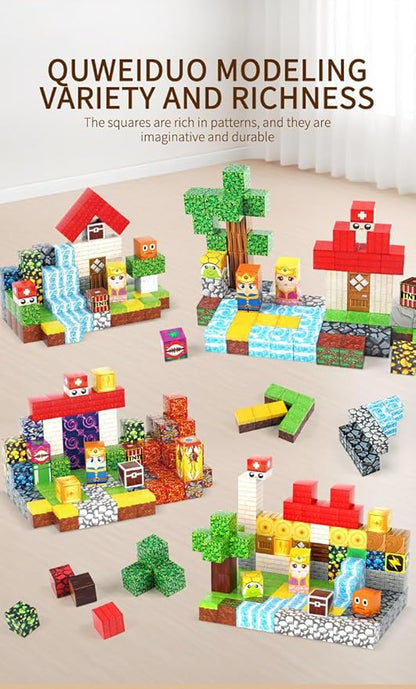 Magnetic Blocks, 200-Piece 0.8in Build Knight&Princess Magnet Game Set, Stacking Building Blocks Cubes Magnets for Kids, STEM Sensory Creative Toys Games for Toddler Boys & Girls 676