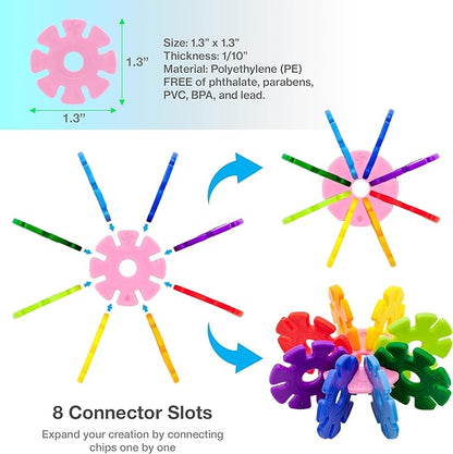 PicassoTiles Building Chip Interlocking Disc Construction Blocks in Pink Color STEM Learning Early Education Toy Engineering Playset Child Brain Development for Toddlers Girls Boys Kids Age 3+ PTF108