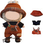 17cm Clothes Set, Cute Hat Unique Pocket Design Overalls Dress up Set(NO Doll), Handmade Clothing Designed for 17cm Doll (Brown Set)