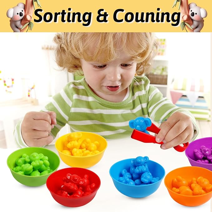 Counting Koalas Toys Matching Games with Sorting Bowls Sorting Toy for Toddlers Preschool Learning Activities for Math Color Sensory Montessori Fine Motor Skills Toys for 3 4 5 Years Old Boys Girls