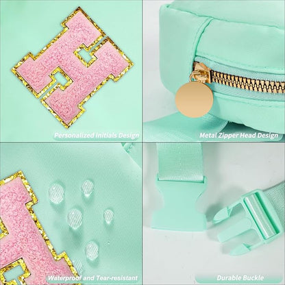 Mini Belt Bag Fanny Pack with Initials Letter Patch Small Crossbody Bags Cute Stuff Birthday Gifts for Teenager Girls Trendy Stuff for Teens - Light Green,H