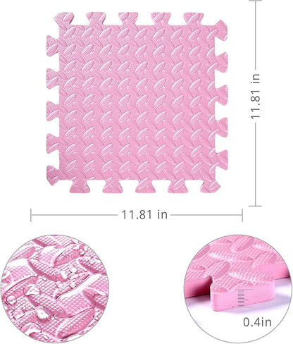 36 Tiles Foam Play Mat for Baby, 0.4 Inch Thick Foam Interlocking Floor Mats, Soft Non-Toxic Baby Playmat, Solid Colored Puzzle Play Mat Kids Floor Mats for Toddler(Beige/Pink)