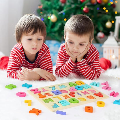Wooden Puzzles for Toddlers, ABC Alphabet Puzzle, Learning Toys, Preschool Learning Activities, Preschool Educational Toddler Puzzle for Gift Set