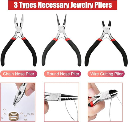 LYFJXX Jewelry Making Supplies Kit with Jewelry Pliers, Jewelry Wires and Jewelry Findings for DIY