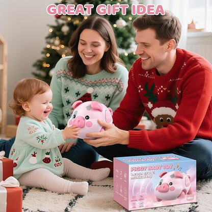 OCHIDO Baby Toy 6-12 Months, Musical Piggy Crawling Infant Toys with Light, 6 Month Old Toys for Tummy Time Development, Christmas Birthday Gifts for Boy Girl 7 8 9 10 11 Month 0-1 Year Old