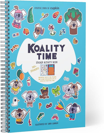 CUPKIN Koalas Sticker Book Activity for Kids, Toddler Airplane Travel Essentials, 300+ Koala Stickers for Children + 8 Scenes + Coloring Pages, Koala Bear Lover Gift Kids Crafts for Ages 2–8