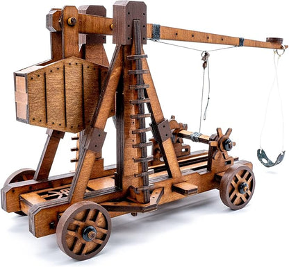 DIY 3D Wooden Puzzles for Adults Trebuchet Science Building Kit Model Catapult Engineering Kit Wood Assembly Gifts