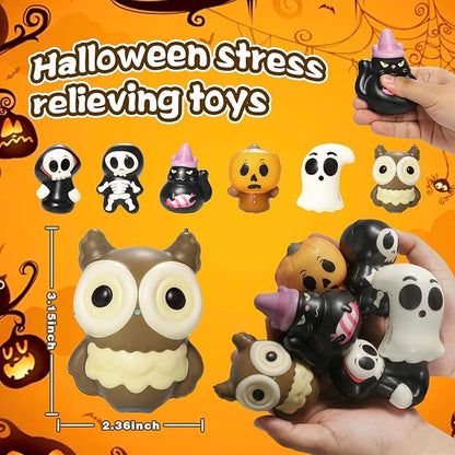 New 6 Packs-Halloween Squishies Toys Slow Rising, Gift Box Includes Ghost: Vampire,Pumpkin,Skull,Black Cat,Mummy,Bat, Halloween Soft Stress Relief Toys for Girls,Boys,Kids Party(6pcs-3)