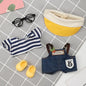 5 Pcs Set-17cm Doll Rabbit Bunny Clothes,Sunhat+Glass Frame+Shirt+Overalls Trousers+Shoes,Fashionable Outfit for Dress up Unique Style, Doll Costume Cosplay Fashion Dresses-Set 2