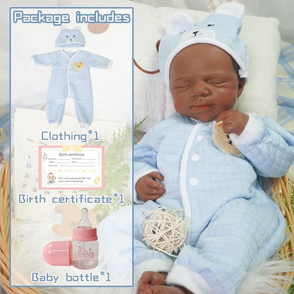 Reborn Baby Dolls Silicone Full Body 18.89in Weighted Real Life Closed-Eyes Boy Dolls Lifelike Newborn Baby Soft Body Flexible Limbs Not Vinyl