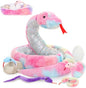 MaoGoLan 118 inch Giant Stuffed Snake Mommy with 4 Babies & 3 Eggs Inside, 8Pcs Rainbow Snake Stuffed Animal Bulk Large Boa Constrictor Plush for Boys Girls Kids Halloween Props Birthday Gifts