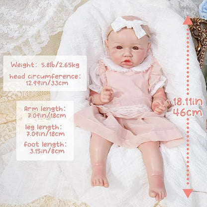 Reborn Baby Dolls Silicone Full Body 19.88in Weighted Real Life Open-Eyes Girl Dolls Lifelike Newborn Baby Soft Body Flexible Limbs Not Vinyl