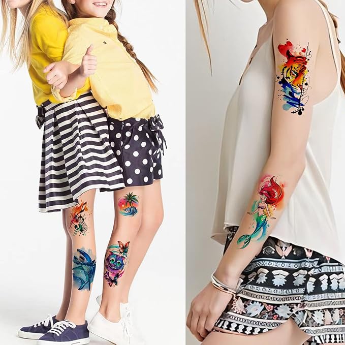 Roarhowl Temporary Tattoos for Adults and kids, Watercolor Art, DIY Stickers,Waterproof temporary tattoo (Medium)