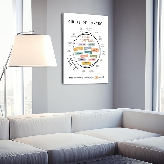 Circle Of Control Poster What I Can And Cannot Control Therapy Office Wall Art Kids Mental Health Poster Calm Down Corner School Decor 24x36in Framed