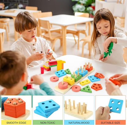 Toddler Toys for 1 2 3 4 5 6 Year Old Boys Girls Birthday Gifts,Montessori Wooden Educational Toys for Kids Learning Puzzles Shape Sorter Toy