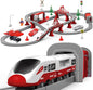 Train Sets for Toddlers, 104 Pcs Trains Toy with Battery Operated & Tracks (Magnetic Connection), Compatible with Thomas, Brio, Christmas Toy Gifts for 3 4 5 6 7 8 Years Old (Red 104PCS)