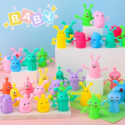 80 PCS Finger Puppets Toys Cute Monster Finger Puppets Soft Rubber Stretchy Fidget Doll Toys for Role Playing Birthday Kids Party Favors, 14 Random Styles