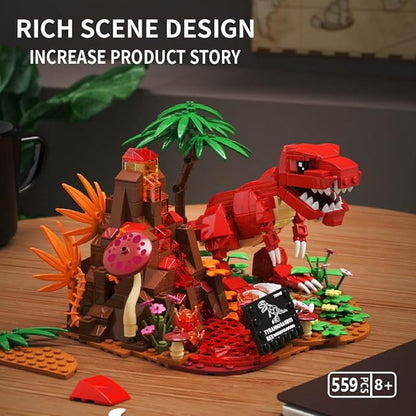 Dinosaur World T-Rex Building Set- Compatible with Lego Sets for Boys 8-14, Jurassic Volcano Era Building, Birthday Gift Set for Boys & Girl (559 Pcs)