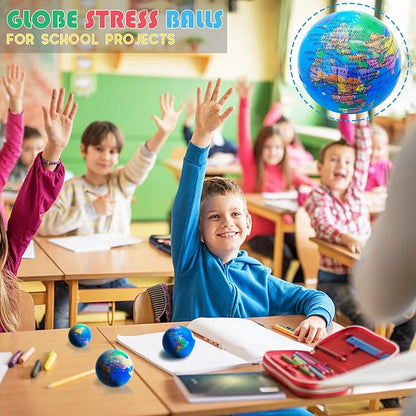 24 PCS Globe Squeeze Balls,2.5 Inch Foam Squeeze Balls for Kids,School,Classroom,Party Favors