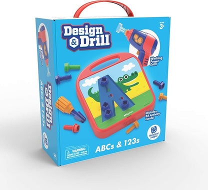 Educational Insights Design & Drill ABCs & 123s - Construction Toys & Toddler Tools, Kids Tool Set with Real Electric Drill Toy, Preschool Learning Activities, Building Kits and Gifts for Ages 3+