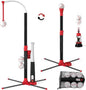 3-in-1 T Ball Set - Adjustable Height, Hanging Tee Ball Set with Automatic Pitching Machine/6 Balls/Retractable Bat, TBall Stand Suit for Outdoor, Sport Toys Gifts for Kids Boys Age 3+