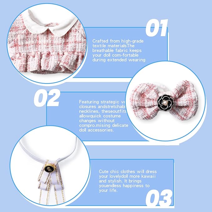 17cm Doll Clothes Set & Outfit Set for 17cm Dolls - Premium Fashion Dresses with Accessories, Luxury Chic Doll Clothing & Style Bundle,Just Clothes (Style-C)
