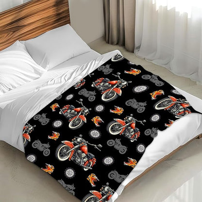 Boys Blanket Motorcycle Throw Blankets for Kids Adults, 30x40 Inches Soft Cozy Throw for Sofa Chair Bed