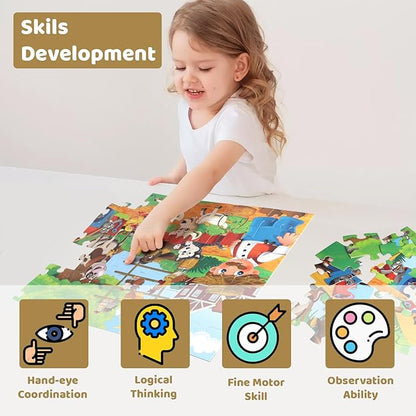 Jumbo Floor Puzzle for Kids, Large Jigsaw Puzzles 48 Piece for Kids Ages 3-5,Preschool Learning & Education Toys, Gifts for 4-8 Year Old Boys and Girls (Farm Human)